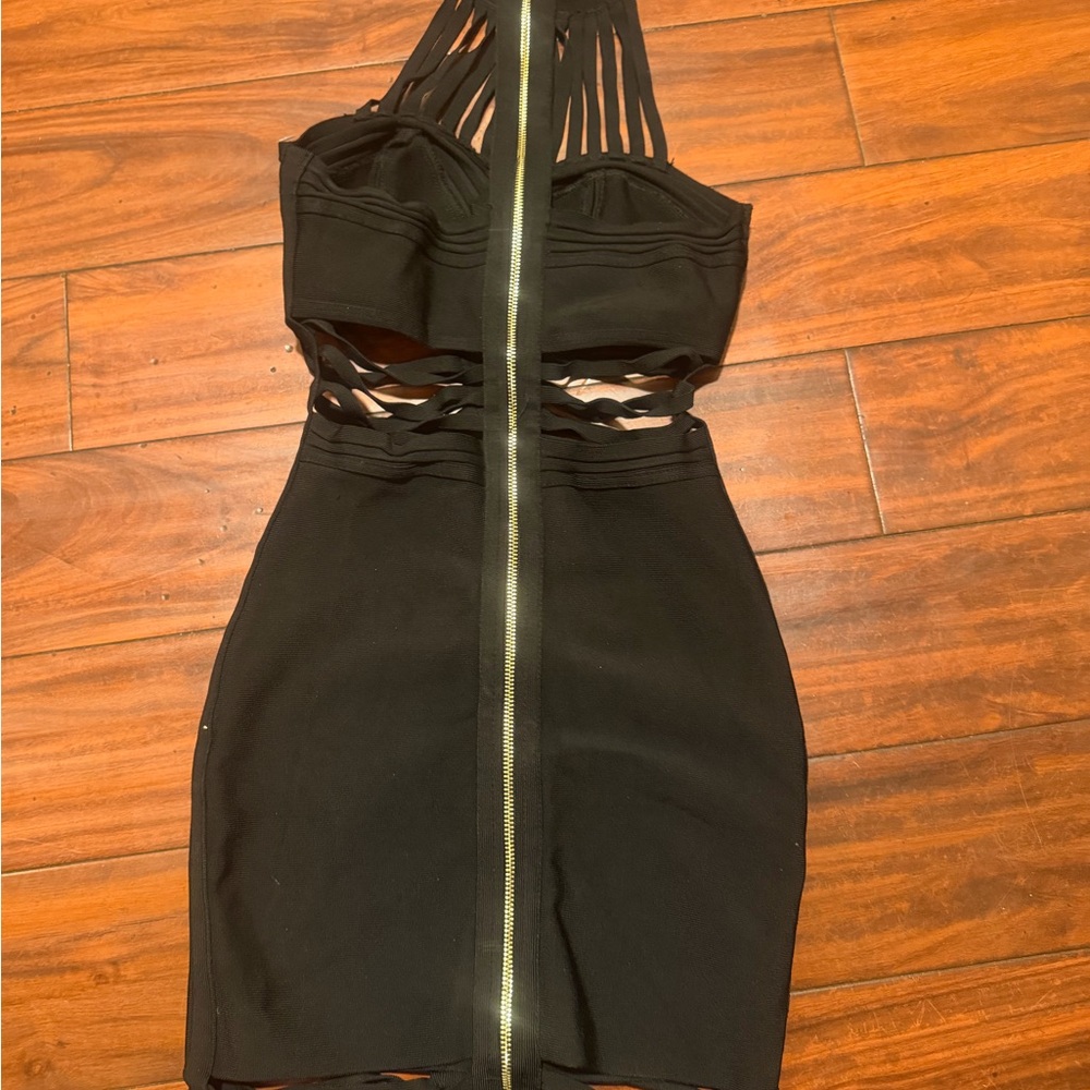 House of CB Black Strappy Cutout Halter Mini Dress - Picture 7 of 8